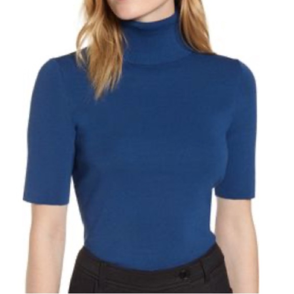 Anne Klein Vibrant Blue Short Sleeve Turtleneck size M